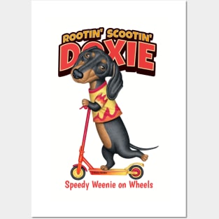 Dachshund Wiener Dog Doxie on Wheels Posters and Art